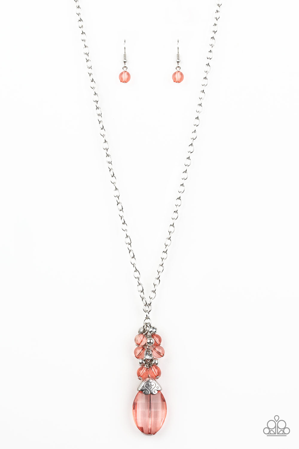 Paparazzi Accessories-Crystal Cascade Orange Necklace Set