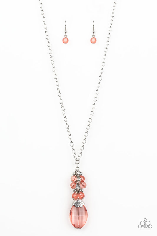Paparazzi Accessories-Crystal Cascade Orange Necklace Set