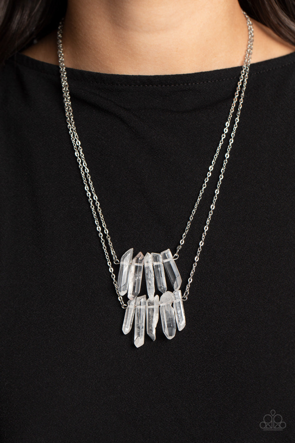 Paparazzi Accessories-Crystal Catwalk White Icy Stone Necklace Set