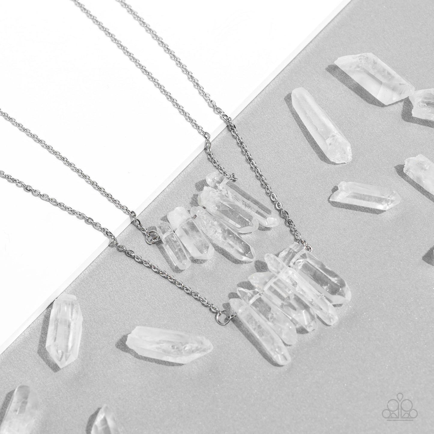 Paparazzi Accessories-Crystal Catwalk White Icy Stone Necklace Set