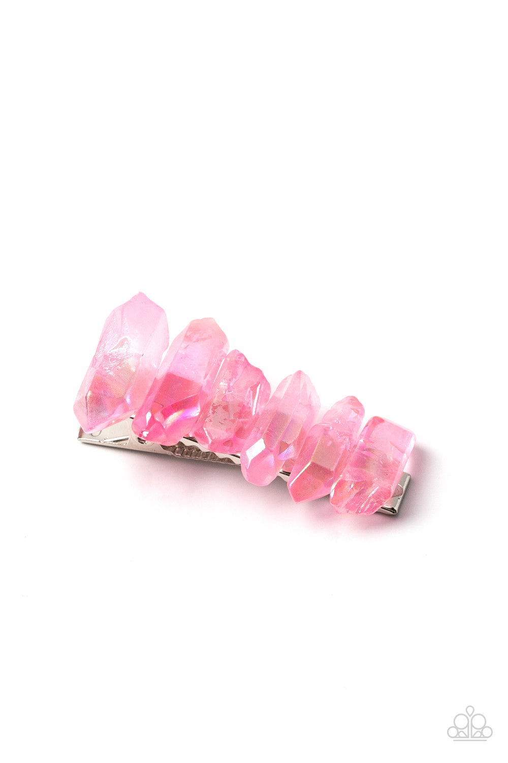 Paparazzi Accessories-Crystal Caves Pink Iridescent Rose Quart Crystal Hair Clip