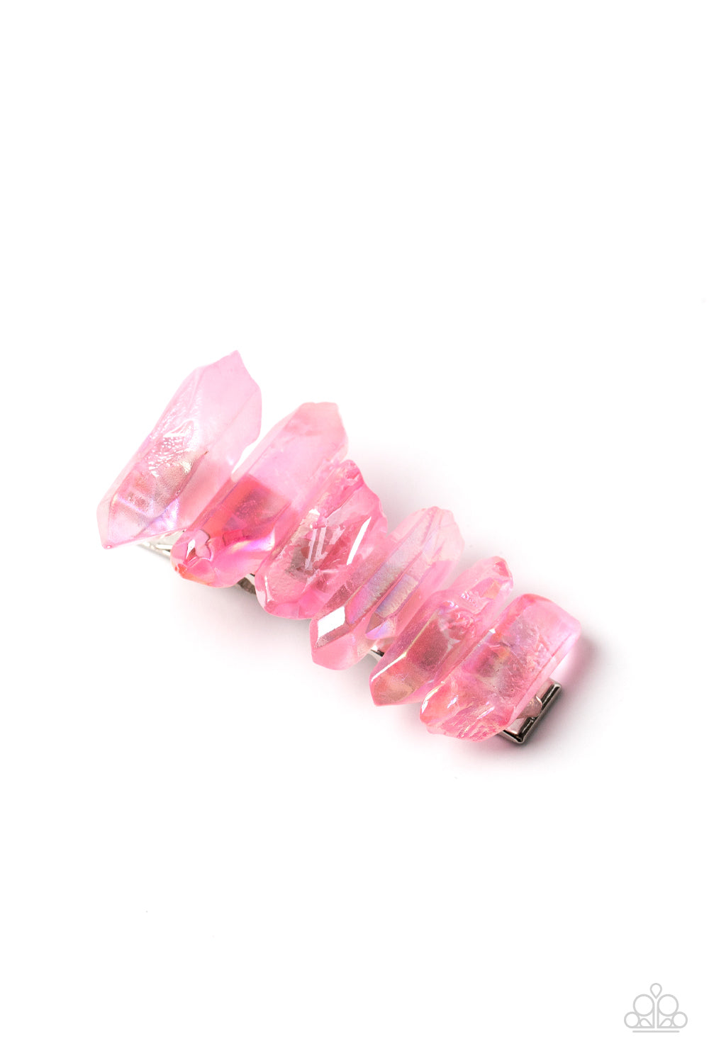Paparazzi Accessories-Crystal Caves Pink Iridescent Rose Quart Crystal Hair Clip