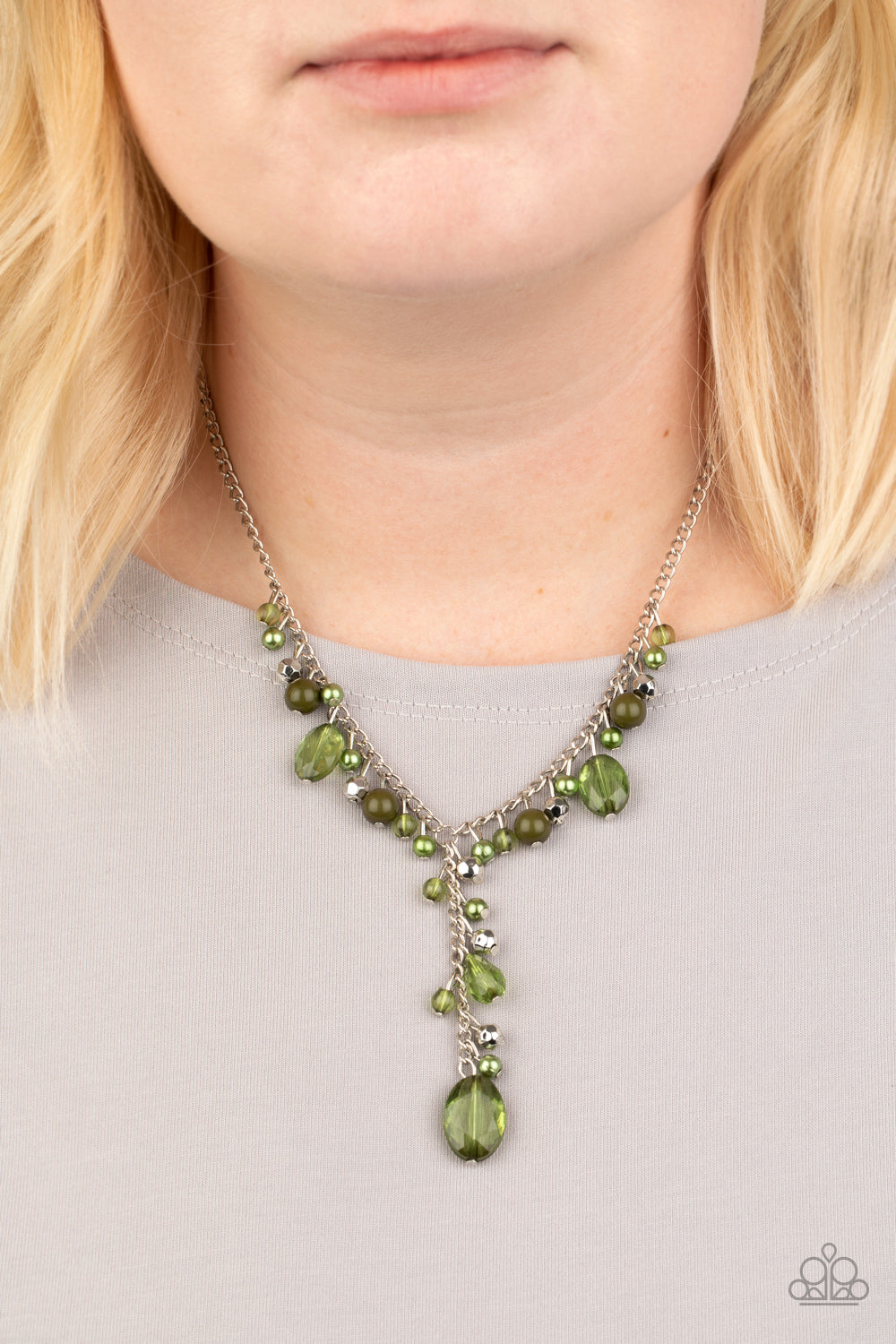 Paparazzi Accessories-Crystal Couture Green Crystal Necklace Set