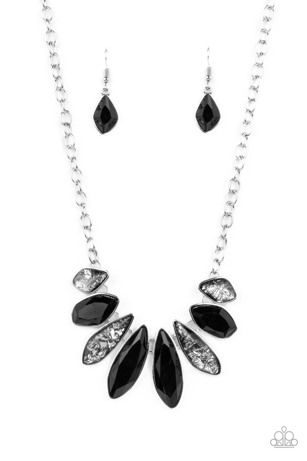 Paparazzi Accessories-Crystallized Couture Black Shimmery Necklace Set
