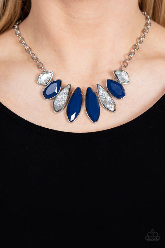 Paparazzi Accessories-Crystallized Couture Blue Sparkly Teardrop Necklace Set