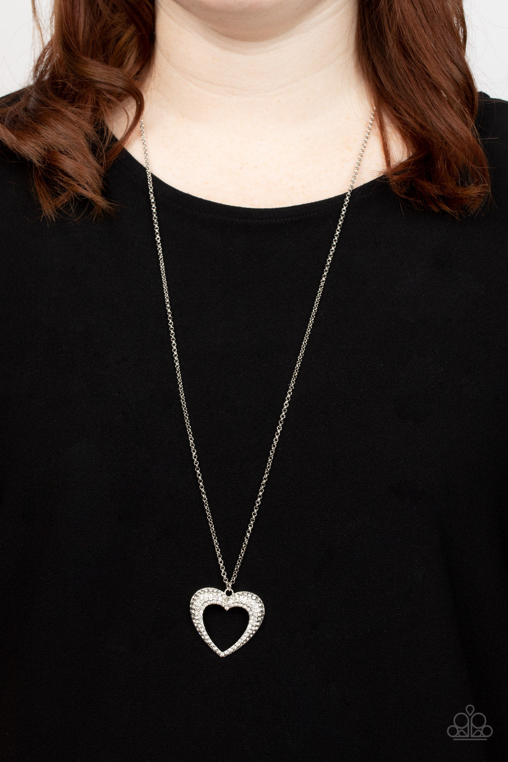 Paparazzi Accessories-Cupid Charisma Glassy White Rhinestone Heart Necklace Set