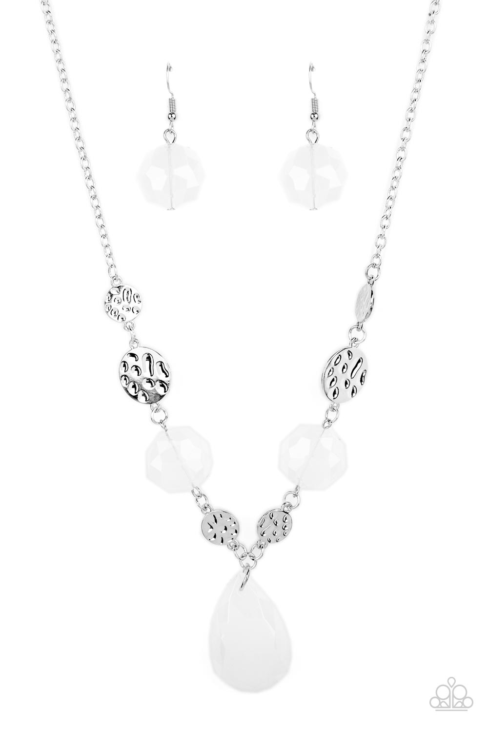 Paparazzi Accessories-DEW What You Wanna DEW White Crystal Bead Necklace Set