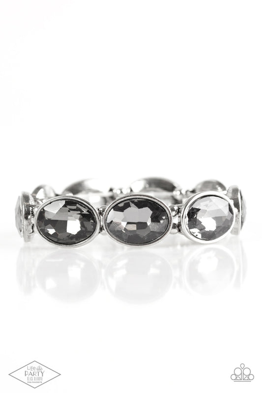Paparazzi Accessories-DIVA In Disguise Silver Sleek Smoky Gem Bracelet