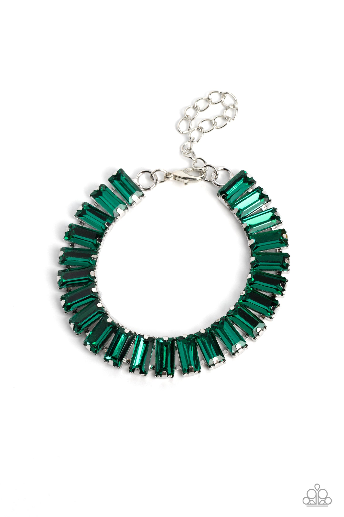 Paparazzi Accessories-Darling Debutante Green Emerald Cut Gem Bracelet