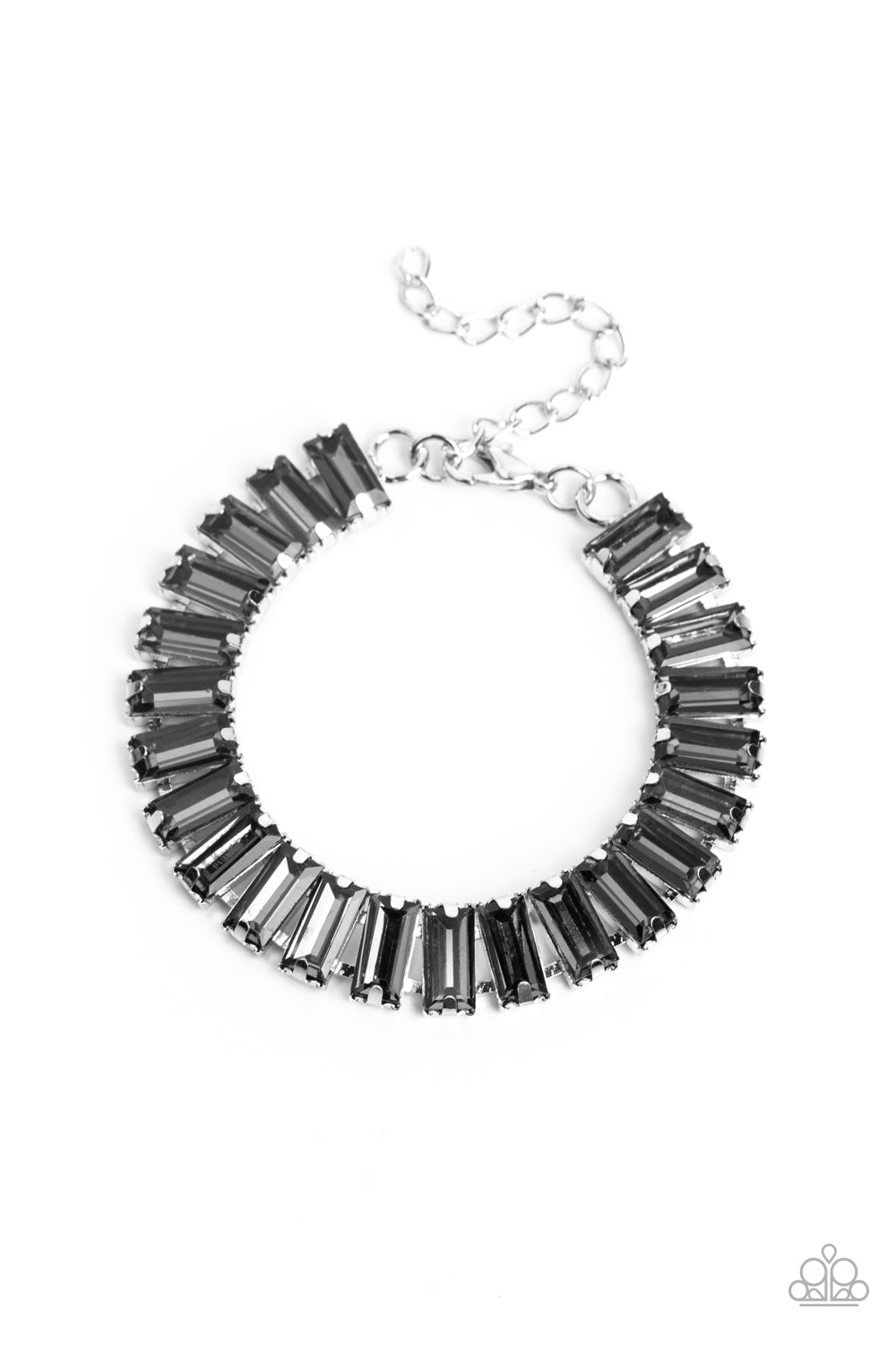 Paparazzi Accessories-Darling Debutante Silver glassy Smoky Gem Bracelet