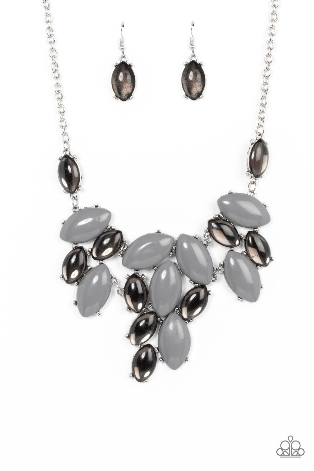 Paparazzi Accessories-Date night Nouveau Silver Oval Bead Necklace Set
