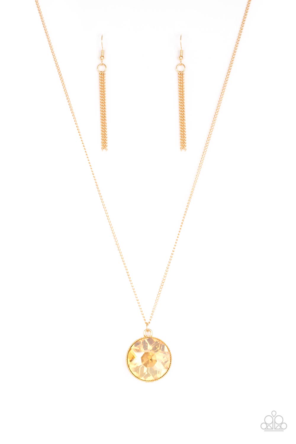 Paparazzi Accessories-Dauntless Diva Gold Gem Necklace Set