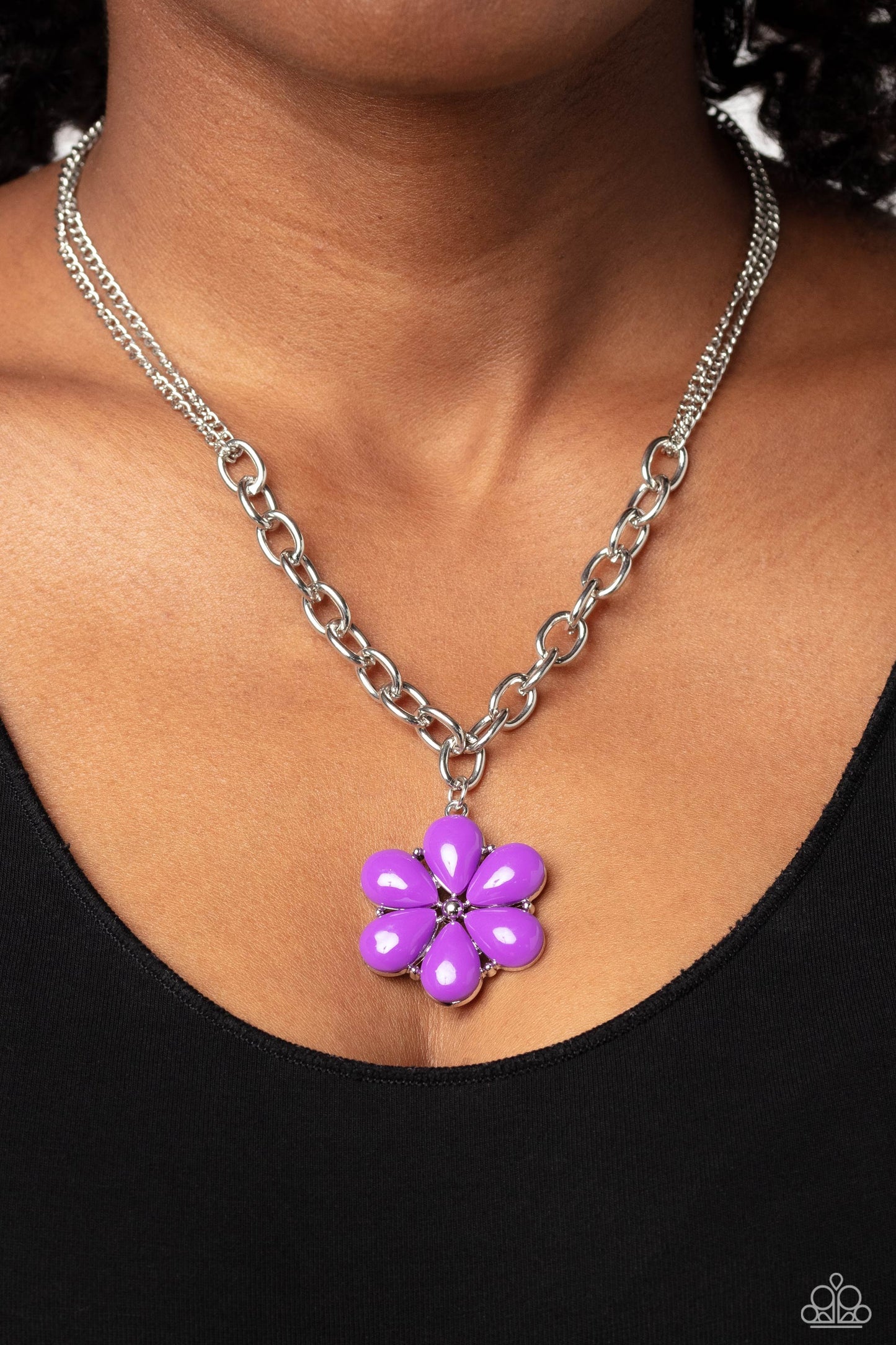 Paparazzi Accessories Dazzling Dahlia Purple Petal Bloom Necklace Set