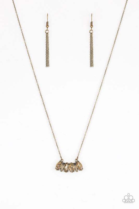 Paparazzi Accessories-Deco Decadence Brass Rhinestone Necklace Set