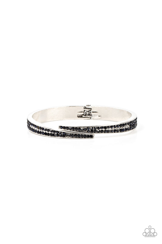 Paparazzi Accessories-Deco Drama Blue Glittery Rhinestone Overlap Bracelet
