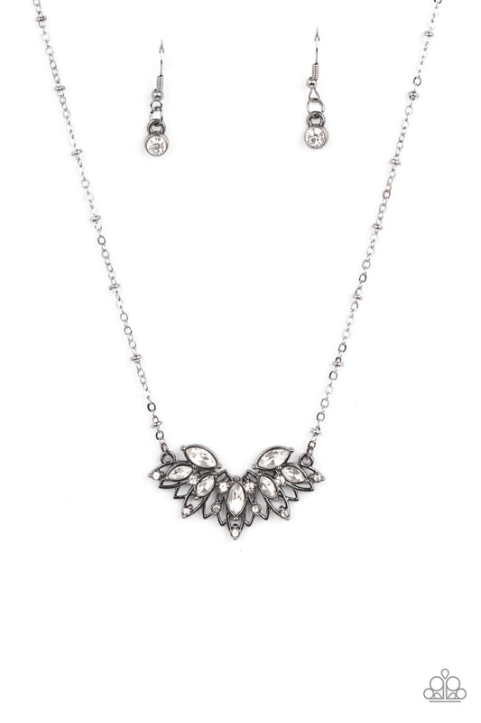 Paparazzi Accessories-Deluxe Diadem Black Regal Marquise Rhinestone Necklace Set