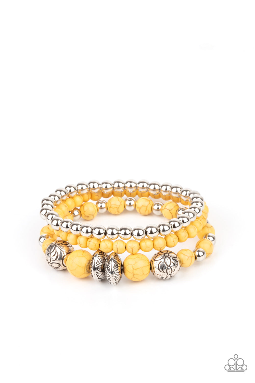 Paparazzi Accessories-Desert Blossom Yellow Stone Bead Bracelet