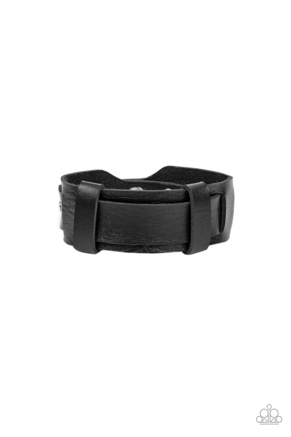 Paparazzi Accessories-Desert Desperado Black Leather Band Men's Bracelet