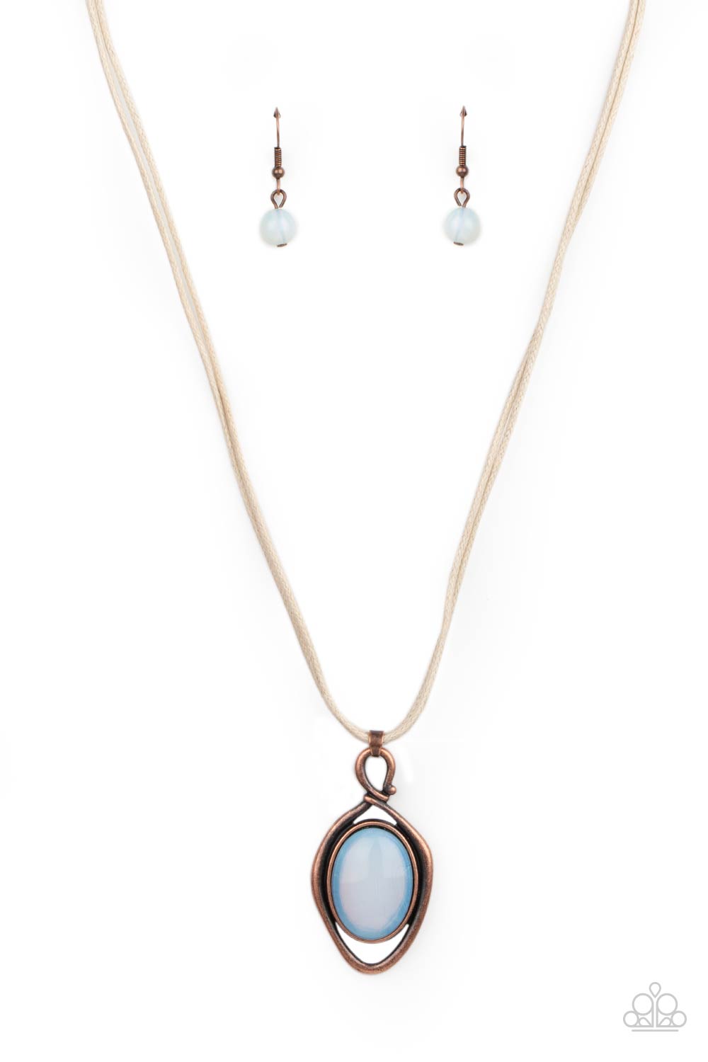 Paparazzi Accessories-Desert Mystery Copper Oval Moonstone Necklace Set
