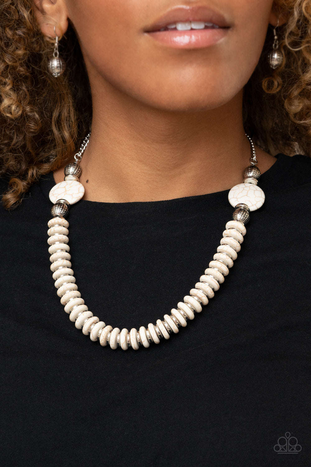 Paparazzi Accessories-Desert Revival White Stone Necklace Set