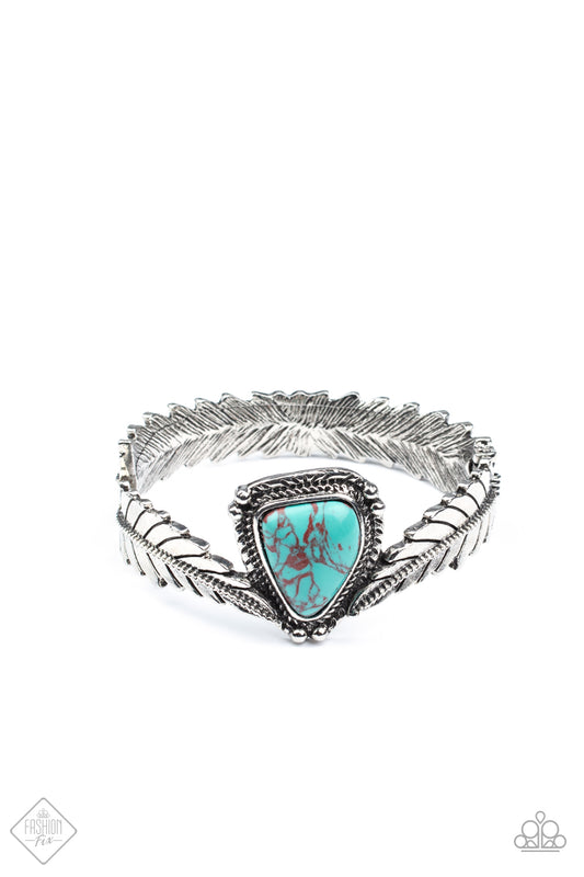 Paparazzi Accessories-Desert Roost Blue Twisted Feather Bracelet