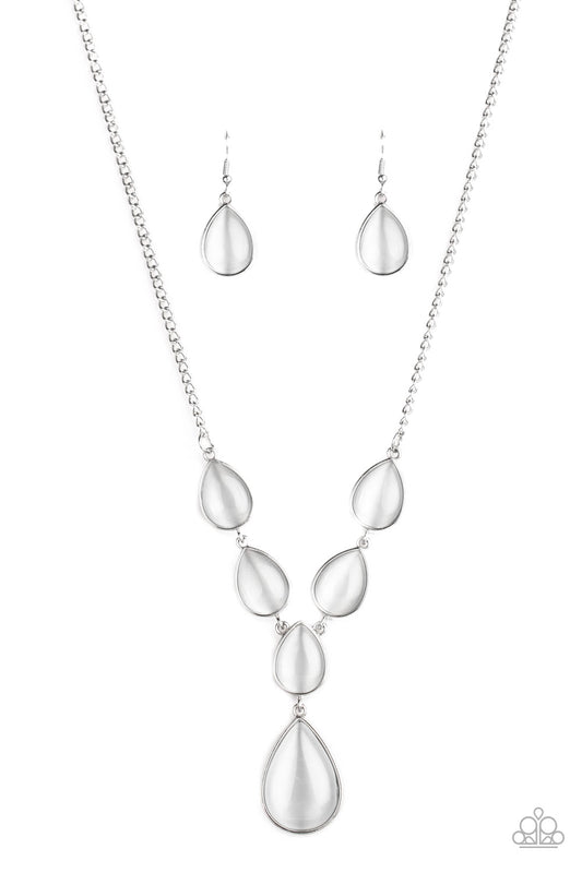 Paparazzi Accessories-Dewy Dacadence White Necklace Set