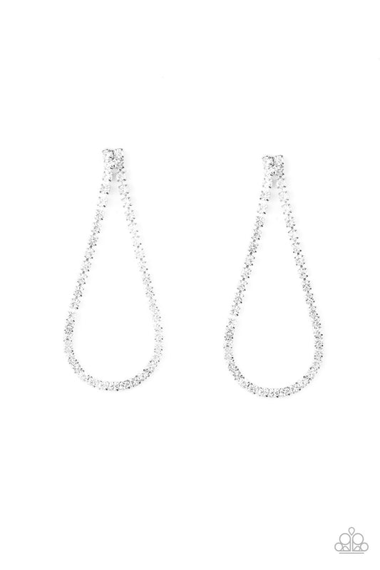 Paparazzi Accessories-Diamond Drops White Earrings