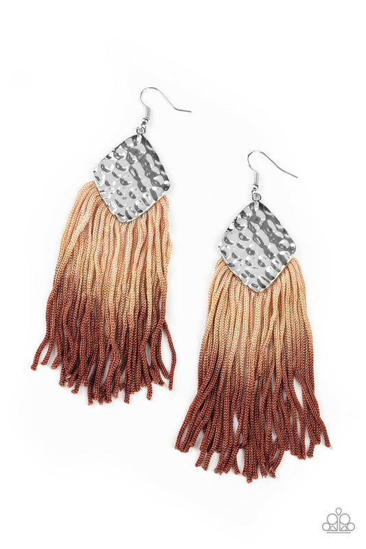 Paparazzi Accessories-Dip In Brown Earrings