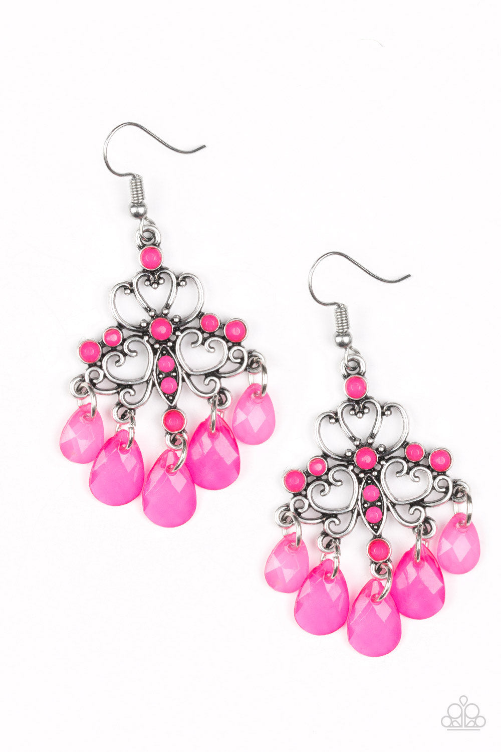 Paparazzi Accessories-Dip It Glow Pink Earrings