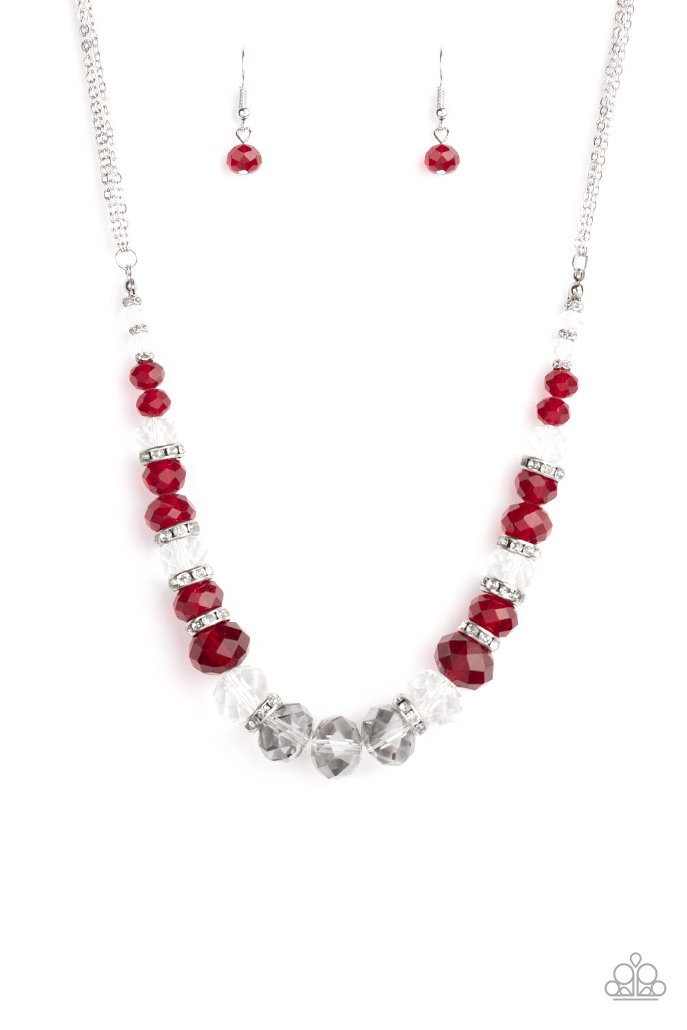 Paparazzi Accessories-Distracted By Dazzle Red Necklace Set