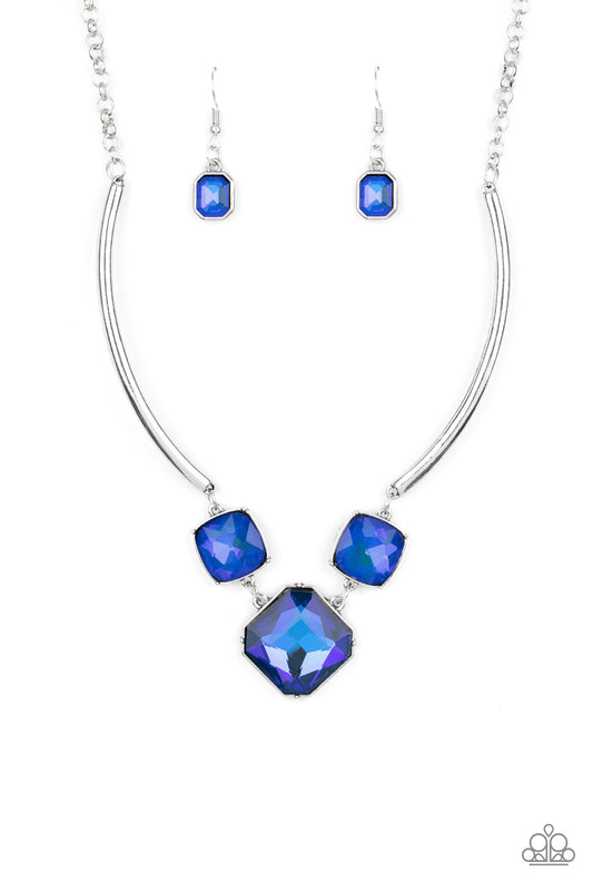 Paparazzi Accessories-Divine IRIDESCENCE Blue Radiant Gem Necklace Set