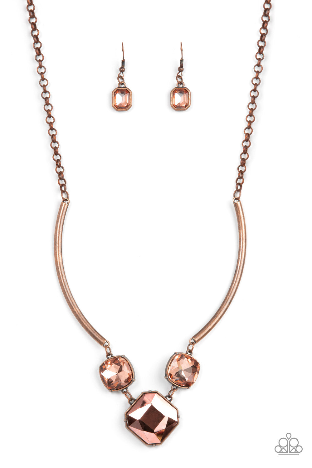 Paparazzi Accessories-Divine IRIDESCENCE Copper Two Curved Necklace Set