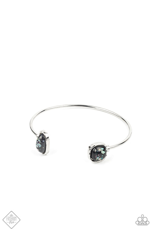 Paparazzi Accessories-Don't BEAD Jealous Black Iridescent Cuff Bracelet