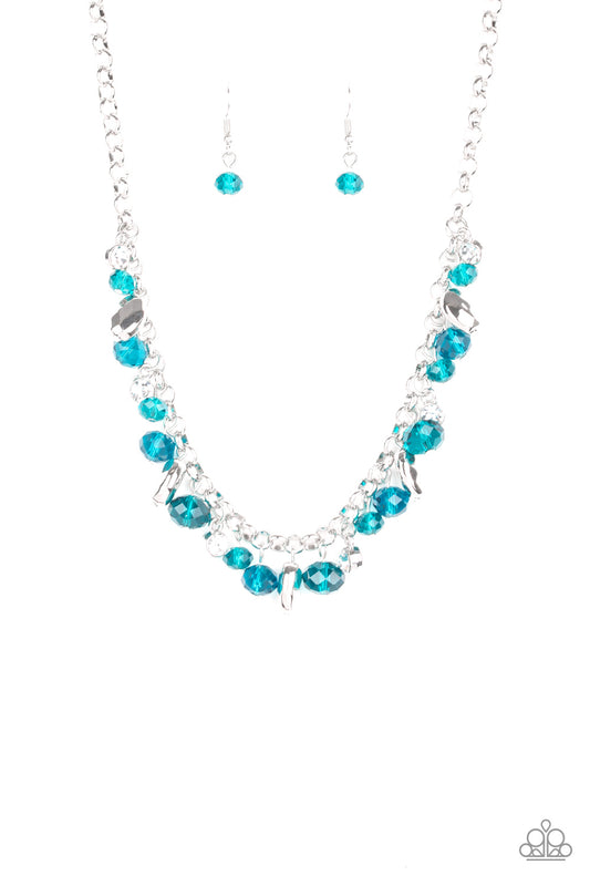 Paparazzi Accessories-Downstage Dazzle Blue Necklace Set