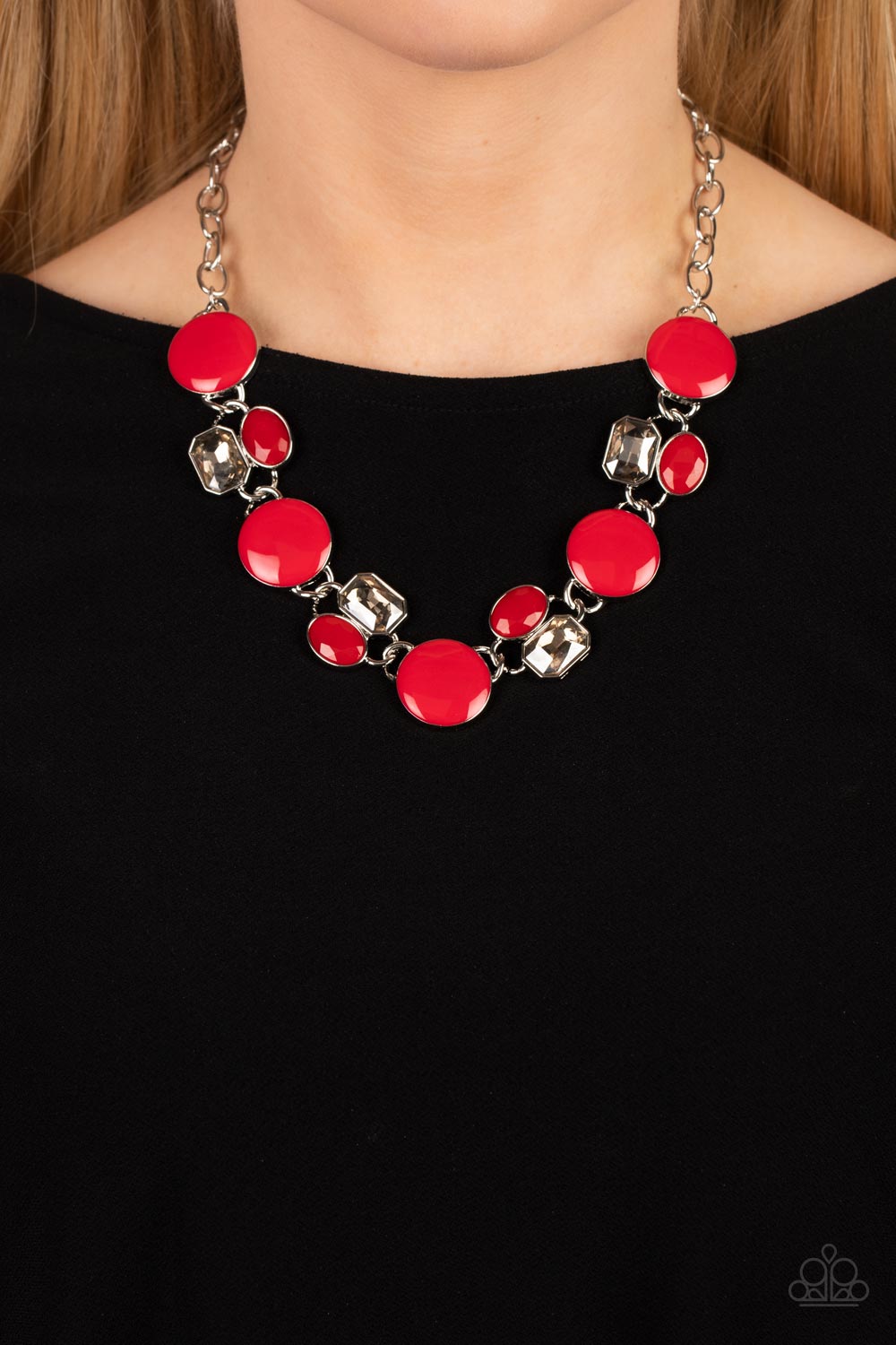 Paparazzi Accessories-Dreaming in MULTICOLOR Red Smoky Gem Necklace Set