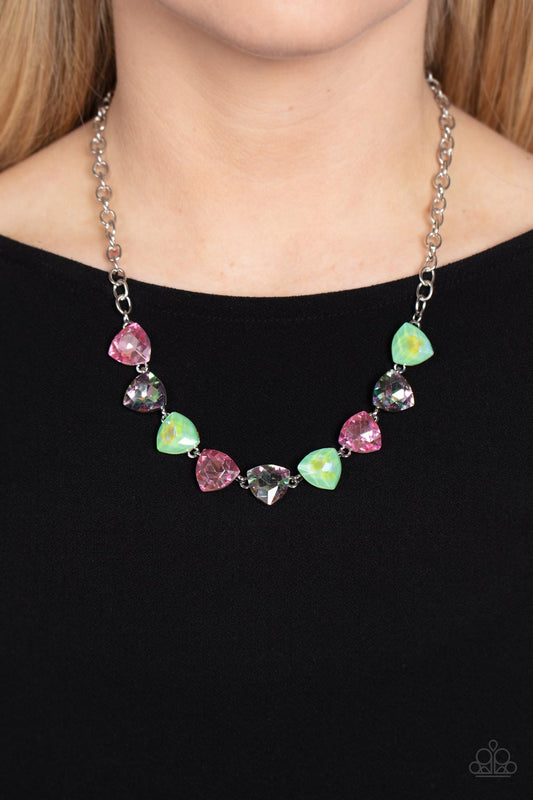 Paparazzi Accessories-Dreamy Drama Green Iridescent Majestic Necklace Set