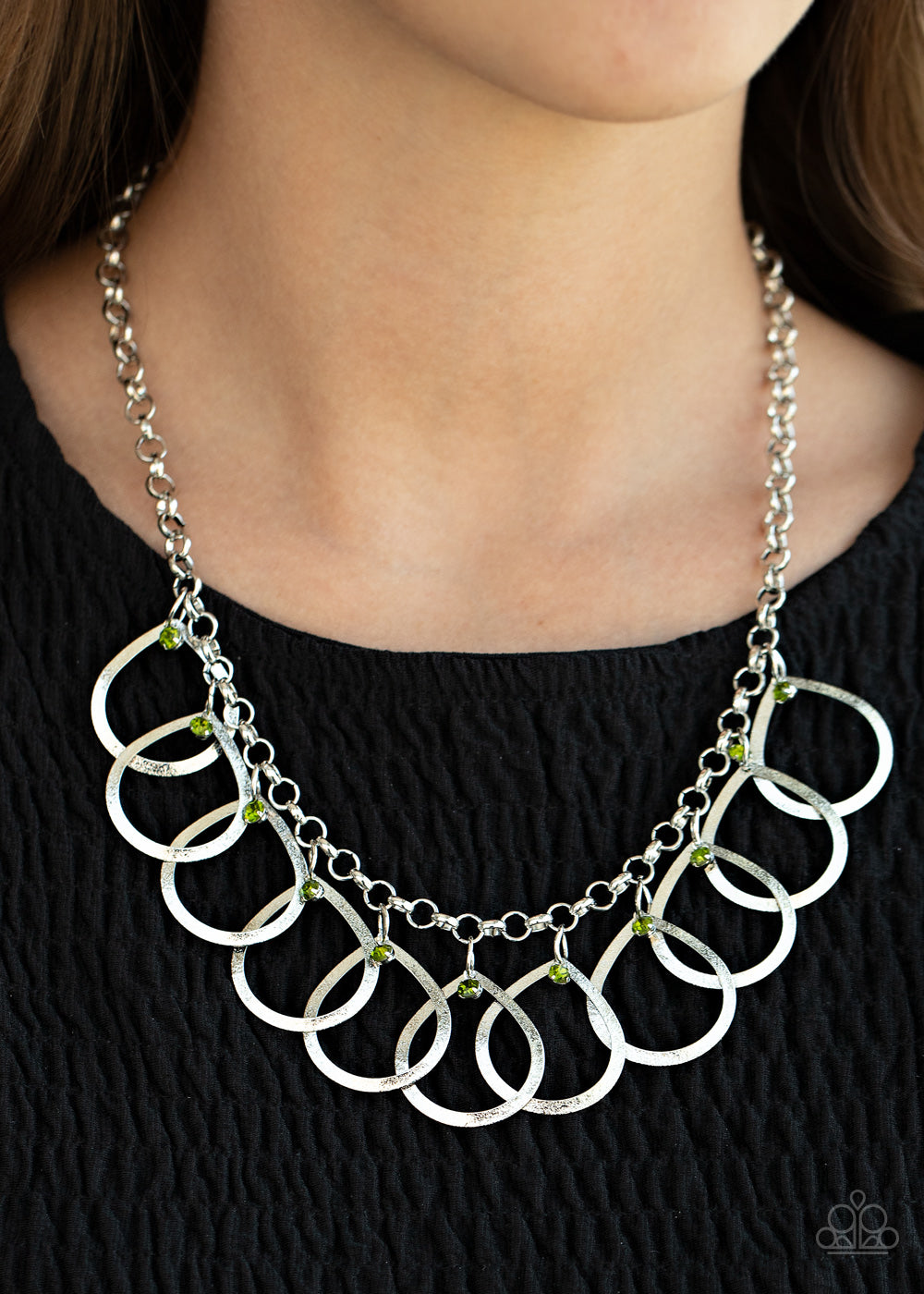 Paparazzi accessories-Drop By Drop Green Necklace Set