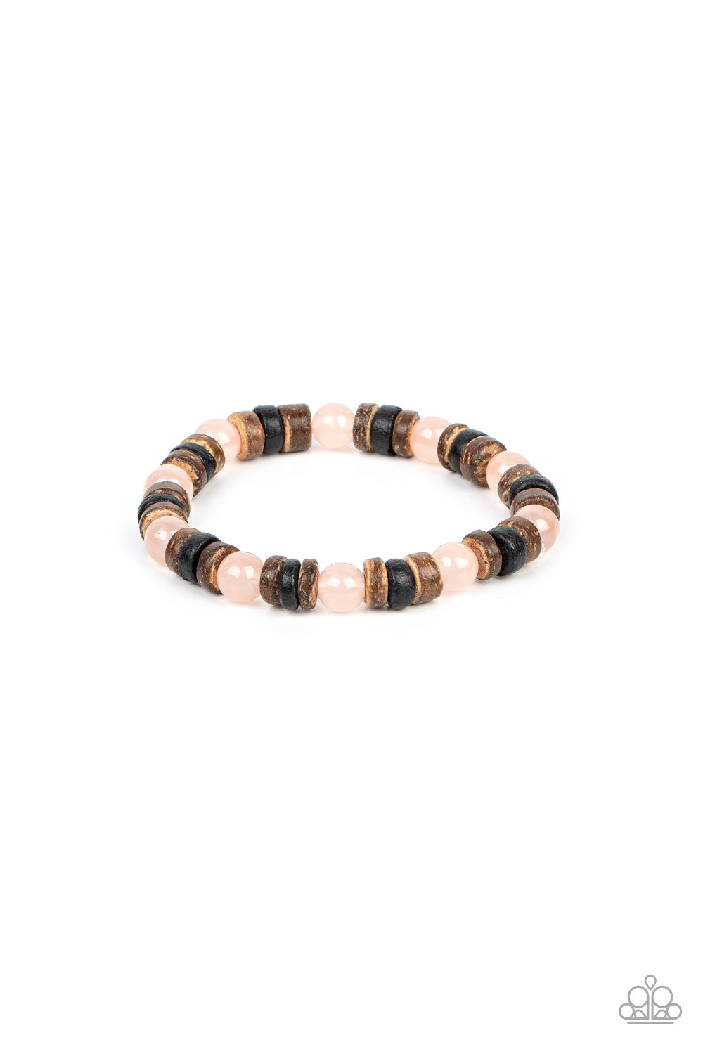 Paparazzi Accessories-Durango Drifter Pink Stone Brown Disc Bracelet
