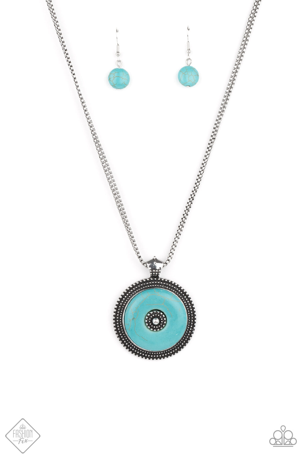 Paparazzi Accessories-EPICENTER of Attention Blue Turquoise Stone Necklace Set