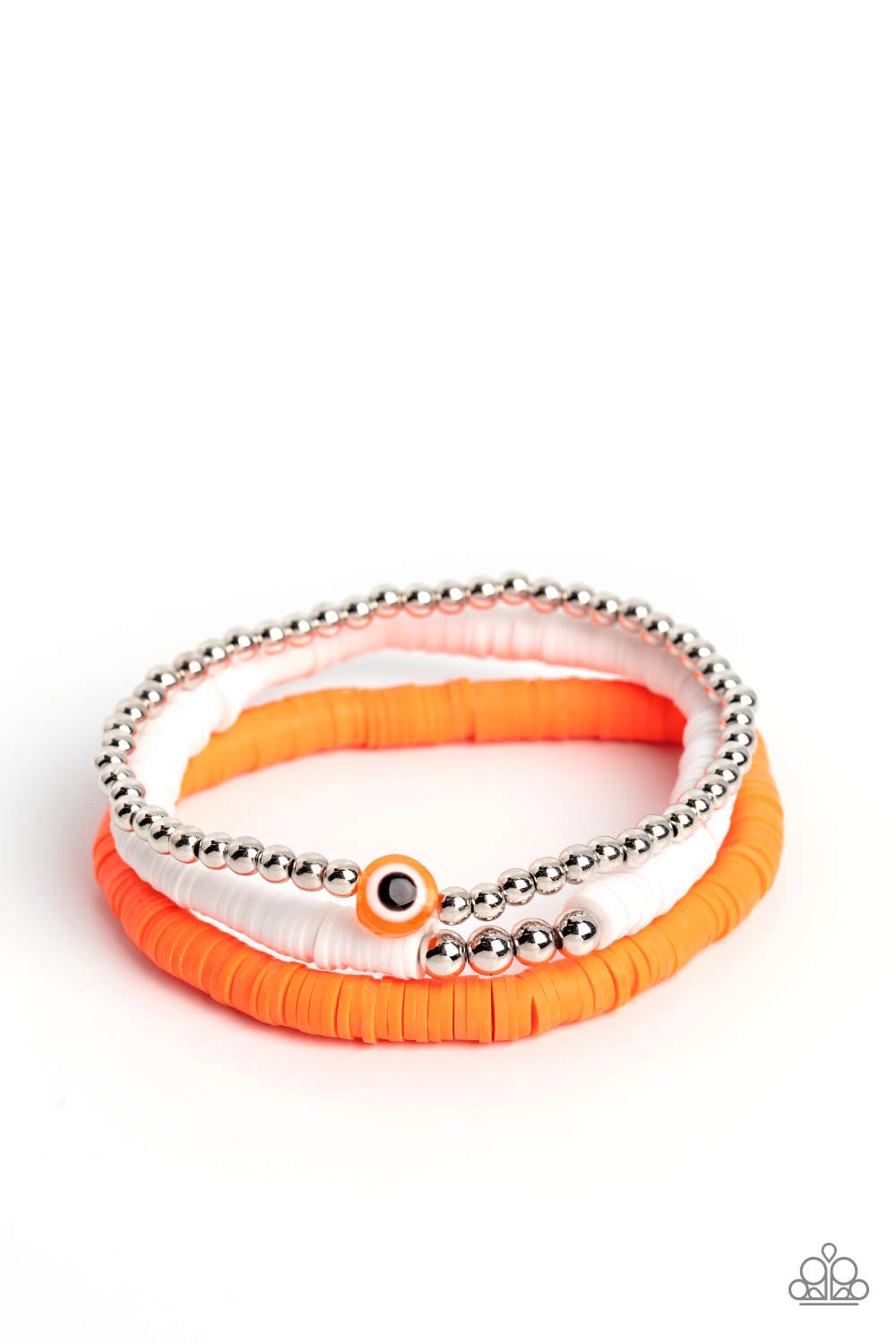 Paparazzi Accessories-EYE Have A Dream Orange Rubber Disc Eye Bracelet