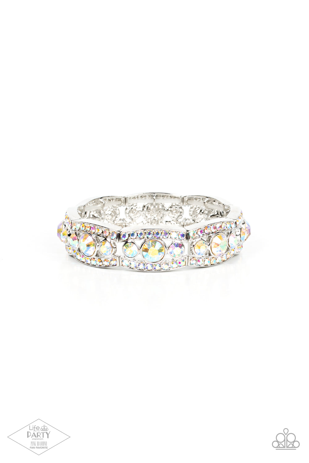 Paparazzi Accessories-Easy On The ICE Iridescent Rhinestone LOTP Bracelet