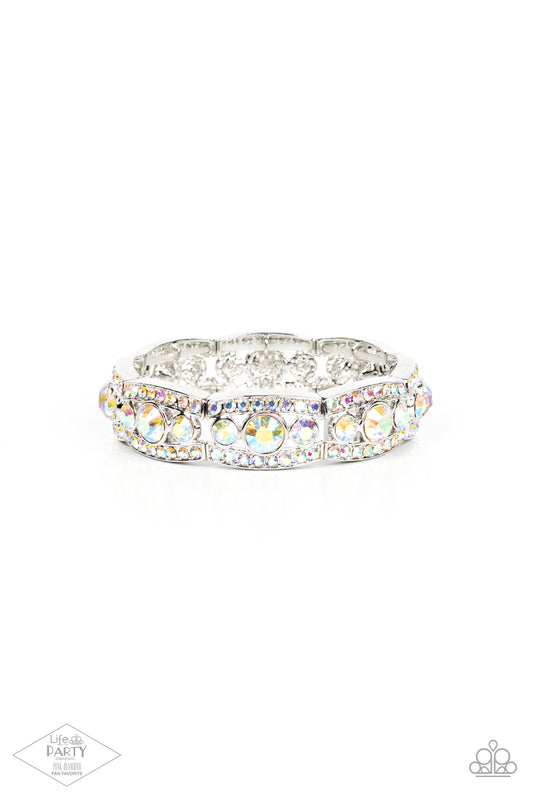 Paparazzi Accessories-Easy On The ICE Iridescent Rhinestone LOTP Bracelet