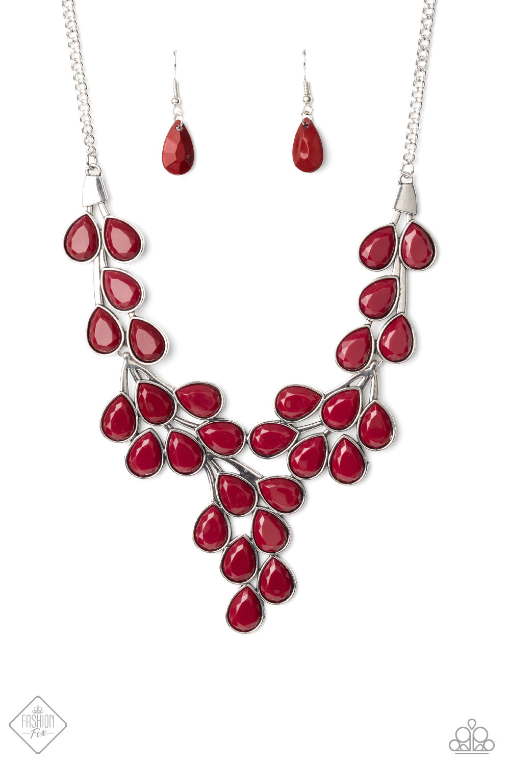 Paparazzi Accessories-Eden Deity Red Teardrop Necklace Set