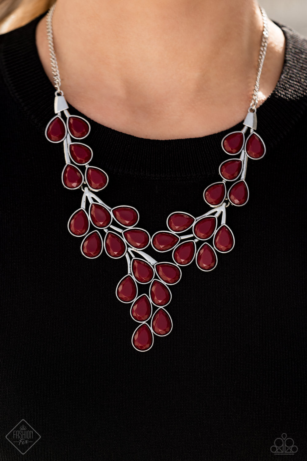 Paparazzi Accessories-Eden Deity Red Teardrop Necklace Set