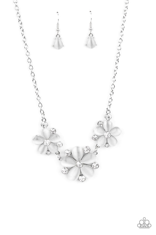 Paparazzi Accessories-Effortlessly Efflorescent White Cat's Eye Necklace Set