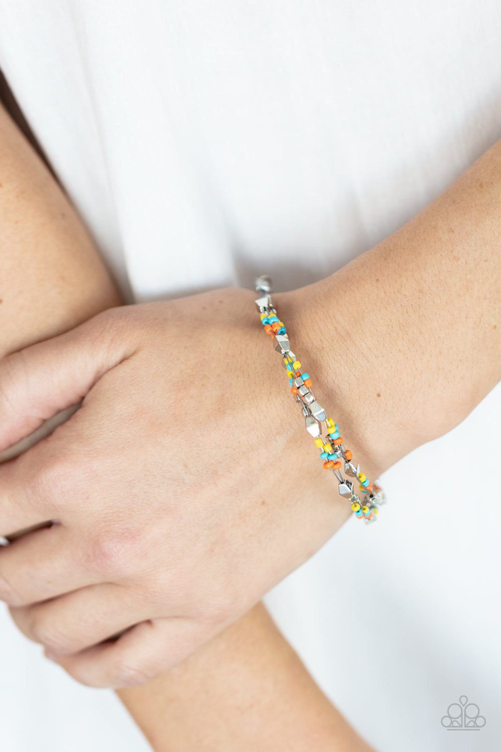 Paparazzi Accessories-Elite Explorer Multi Seed Bead Silver Wire Bracelet