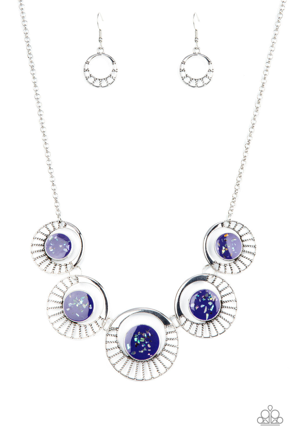 Paparazzi Accessories-Elliptical Effervescence Purple Shell Necklace Set