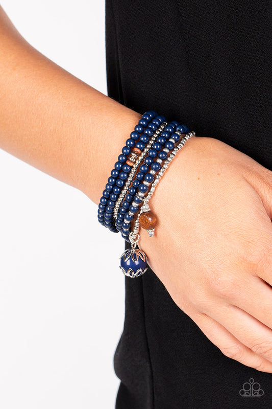 Paparazzi Accessories-Epic Escapade Navy Blue Wooden Bead Bracelet