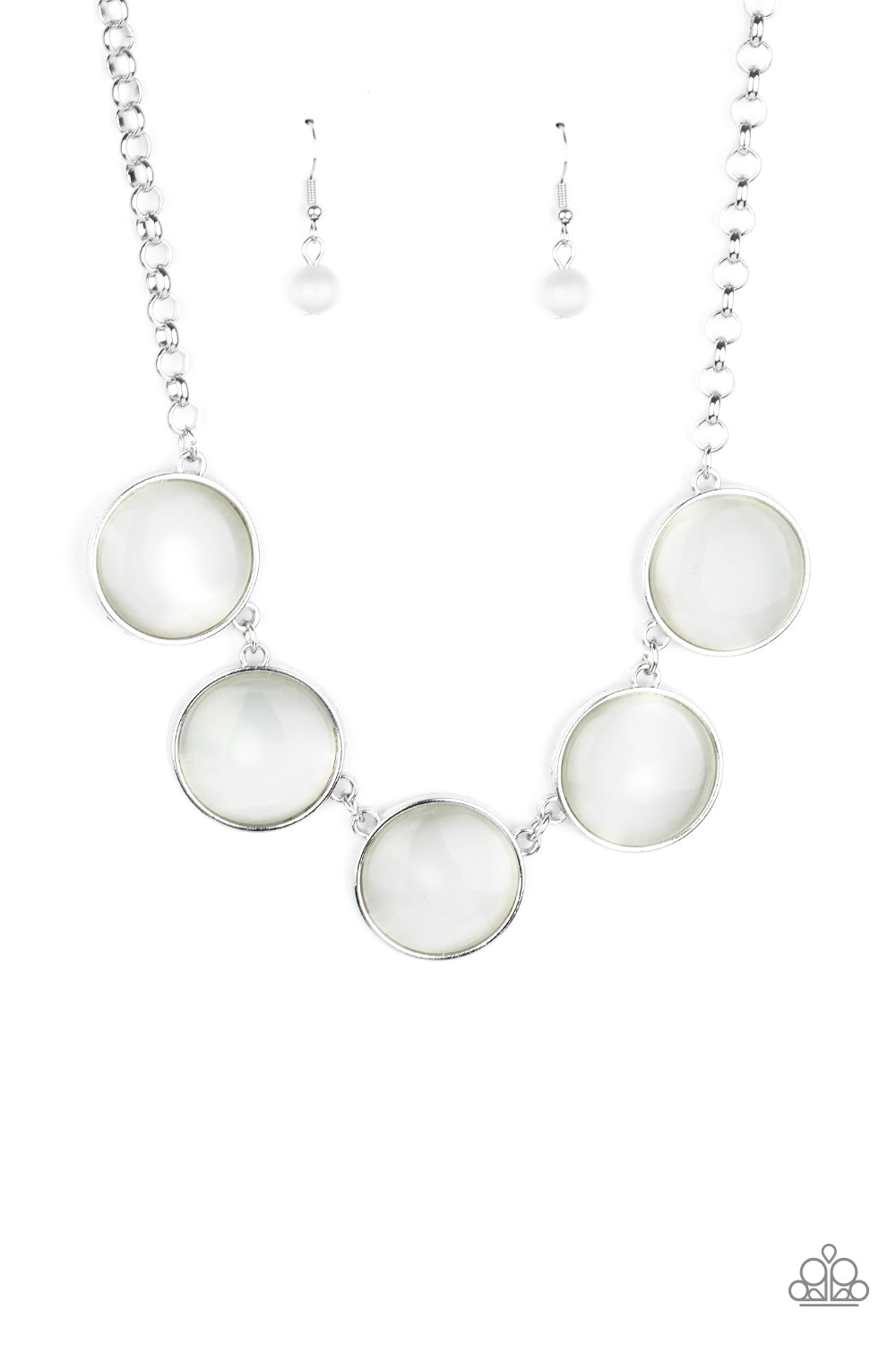 Paparazzi Accessories-Ethereal Escape White Cat's Eye Necklace Set