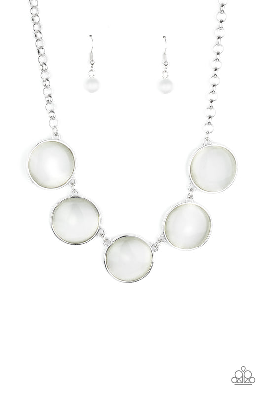 Paparazzi Accessories-Ethereal Escape White Cat's Eye Necklace Set